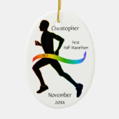 Man halve marathonloper regenbooglintsieraad keramisch ornament (Voorkant)
