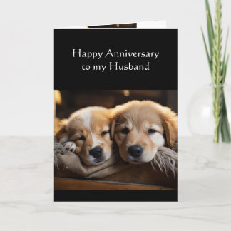 Man Happy Jubileum Schattige Hondenpuppy Liefde Kaart