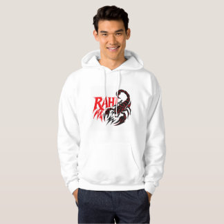 Man Het dragen van een witte hoodie met Scorpion D