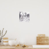 Man Holding a Woman While Swinging on a Vine Past  Poster (Keuken)