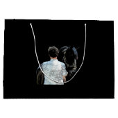 Man Holding Horse Dark Gift Bag Groot Cadeauzakje (Achterkant)