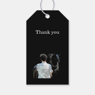 Man Holding Horse Dark Gift Label Cadeaulabel