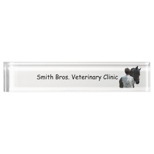Man Holding Paard Licht Bureau Naamplaat Naambordje (Voorkant)