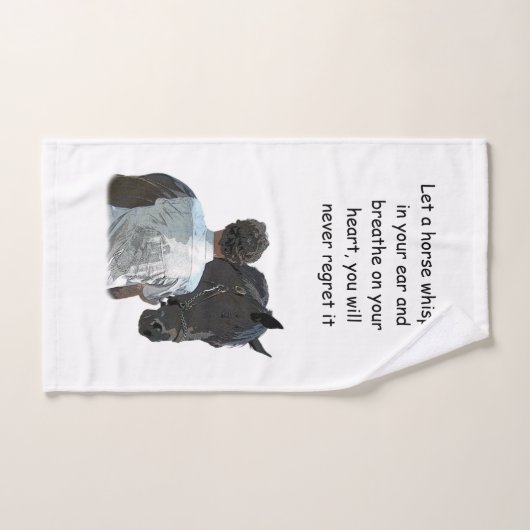 Man Holding Paard Licht met Quote Handdoek (Handdoek)