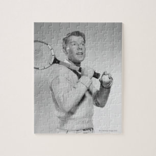 Man Holding Tennis Racket Legpuzzel