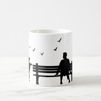 Man & Hond Silhouet | Antieke Lantaarnpaal & Vogel Koffiemok