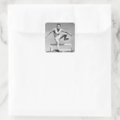 Man Hurdling Vierkante Sticker (Tas)