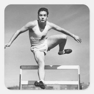 Man Hurdling Vierkante Sticker