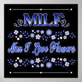 Man Ik hou van bloemen Blauwe tekst Poster (Voorkant)