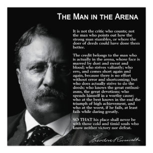 Man in ARENA Speech Foto Afdruk