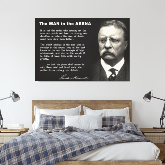 Man in de Arena Speech - Teddy Roosevelt 1910 Canvas Afdruk (Insitu (Slaapkamer))