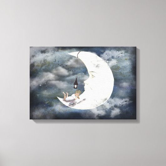 Man in de maan canvas afdruk (Voorkant)