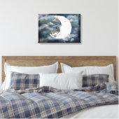 Man in de maan canvas afdruk (Insitu (Slaapkamer))