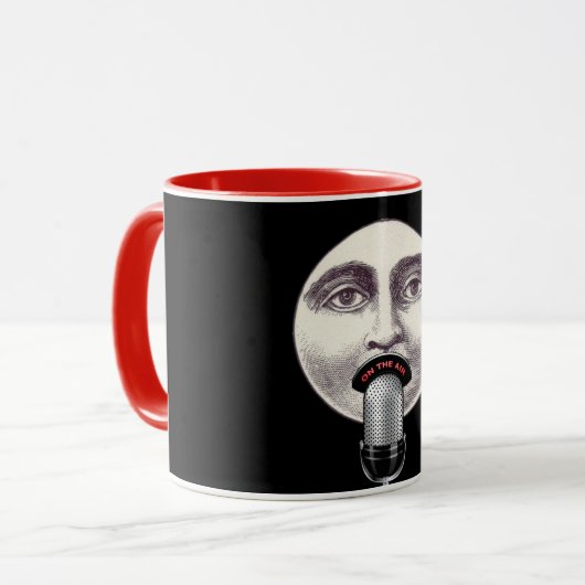 man in de maan full face microfoon zwart mok (Voorkant links)