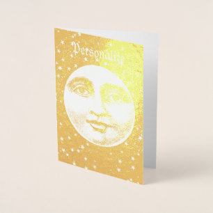 man in de maan Full Face Stars Gouden folie Kaarten