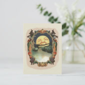 Man in de maan Jack o lantaarn heks Briefkaart (Staand voorkant)