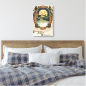Man in de maan Jack o lantaarn heks Canvas Afdruk (Insitu (Slaapkamer))