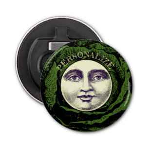 Man in de maan  kool hoofd button flesopener