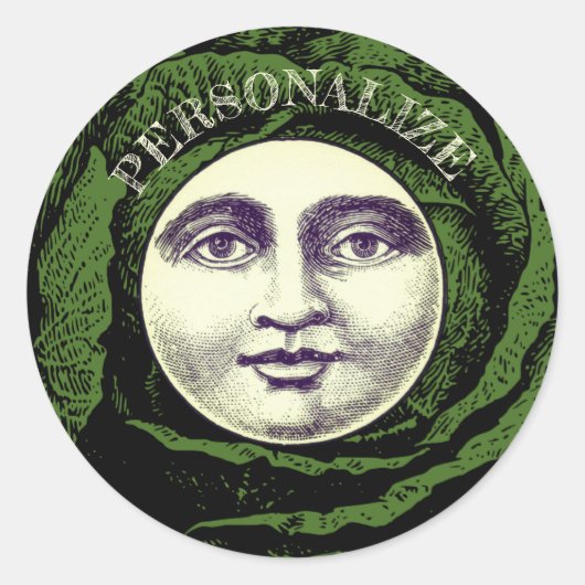 Man in de maan kool hoofd ronde sticker (Voorkant)