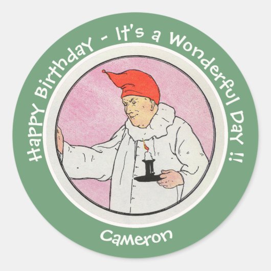 Man in de Maan Moeder Gans Verjaardagsfeestartikel Ronde Sticker (Voorkant)