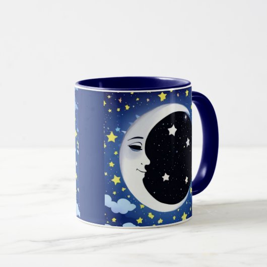 Man in de maan op een sterrenachtergrond mok (Voorkant rechts)