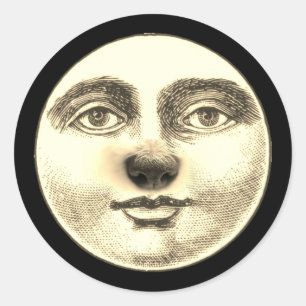  man in de maan puppy hondenneus grillig ronde sticker