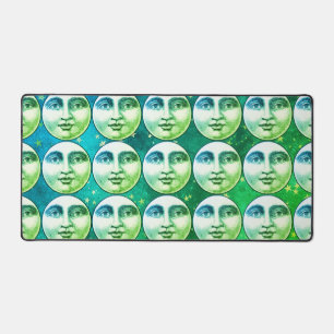  man in de maan vol gezicht blauwgroen blauw groen bureaumat