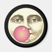 man in de maan vol gezicht roze kauwgom magneet (Voorkant)