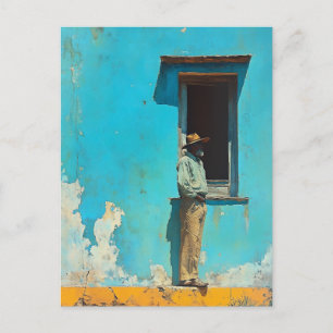 Man in de schaduw - een rustieke Cubaanse scene Briefkaart