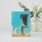 Man in de schaduw - een rustieke Cubaanse scene Briefkaart (Staand voorkant)