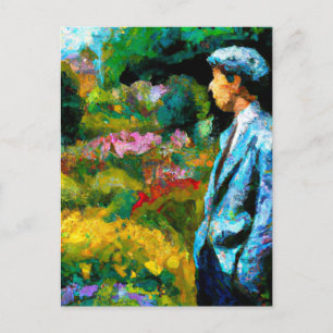 Man in de tuin briefkaart