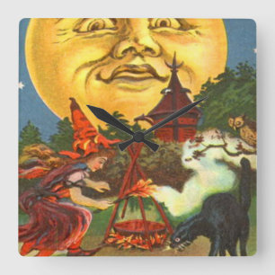 Man in de zwarte motorkap vierkante klok