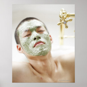 Man in een Bathtub met een gezichtsmasker Poster