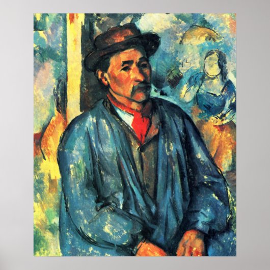 Man in een Blauwe Smock - Paul Cezanne - c1896 Poster (Voorkant)
