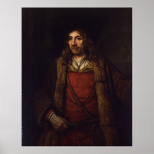 Man in een met vier beklede laag — Rembrandt — c16 Poster