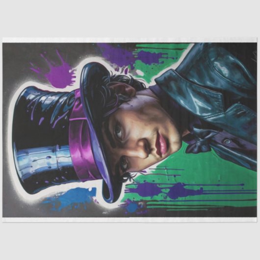 Man in een Top Hat Surrealisme en Pop Art Decoupag Tissuepapier (Voorkant)