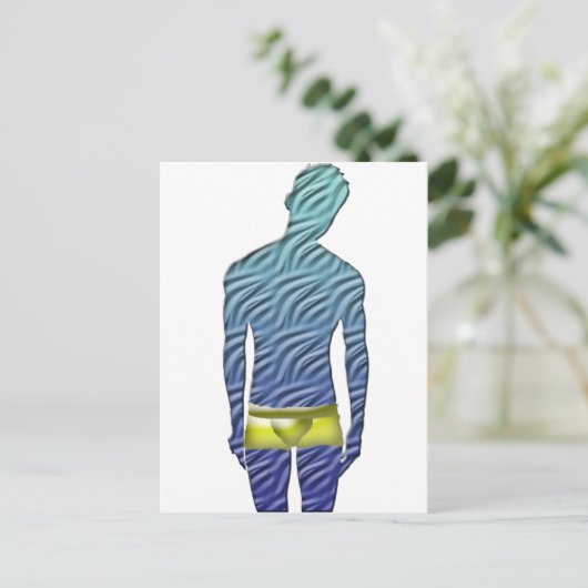 Man in gele onderkleding briefkaart (Staand voorkant)