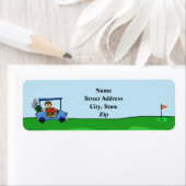 Man in golfkar Retouradreslabel Etiket (Insitu)