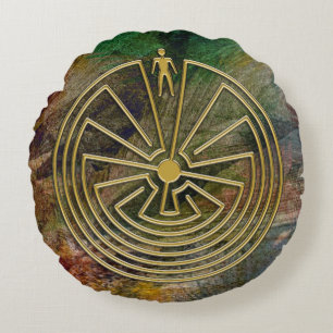 MAN IN HET MASISgoud + uw achtergrond Rond Kussen