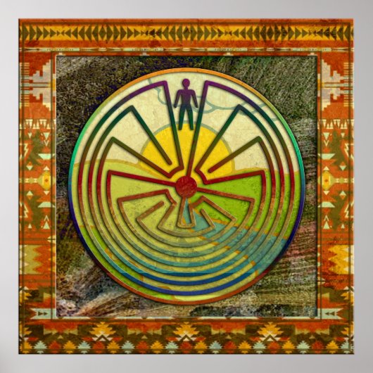 MAN IN HET MASISlandschap + uw achtergrond Poster (Voorkant)