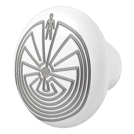MAN IN HET MAZE zilver + je rug. en ideeën Keramische Knop (Rechts)