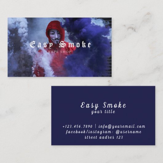 Man in het Visitekaartje van de Rooke Vape van het (Voorkant / Achterkant)