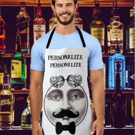 man in Moon Bartender Mustache Bow stropdas Schort