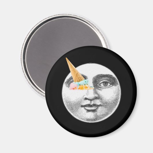 man in Moon Full Face Ice Cream Cone Eye Magneet (Voorkant / Achterkant)