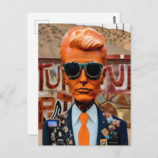 Man in Oranje Stropdas een Verloederende Samenlevi Briefkaart (Voorkant / Achterkant)