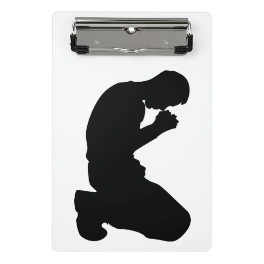 MAN IN PRAYER BLACK SILHOUETTE MINI KLEMBORD (Voorkant)