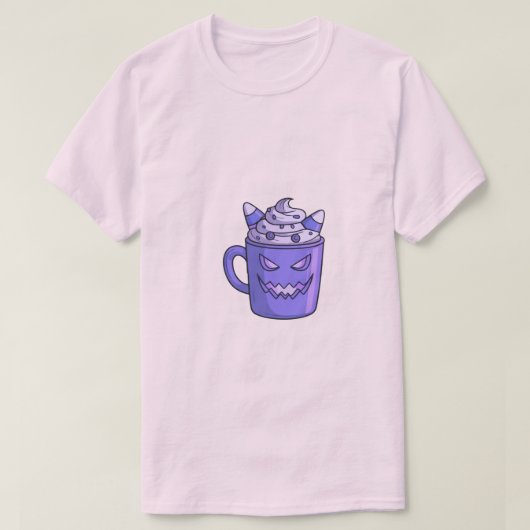 Man in White T-Shirt with Spooky Drink Graphic (Design voorkant)