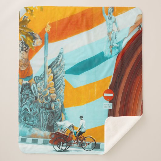 MAN IN ZWARTE JACKET NORM VROUW IN WIT S SHERPA DEKEN (Voorkant)