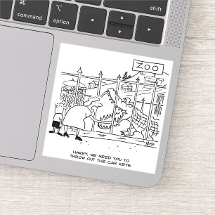 Man ingeslikt door krokodille cartoon sticker