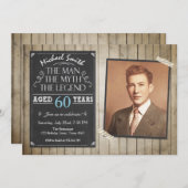 Man Invitation d'anniversaire Chalkboard Rustique  (Devant / Derrière)